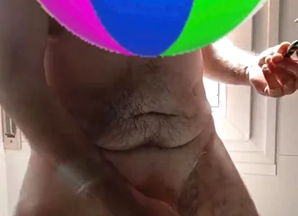 Handsome Mature Chubby with Big Fat Cock Shaving My Cock and Eggs in the Shower in Close-up