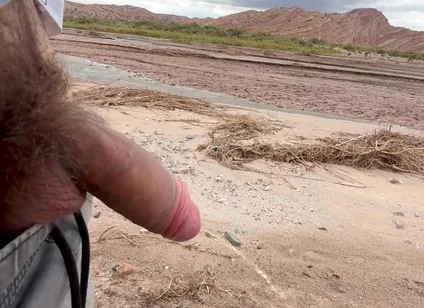 Young Uncut Boy Pee in Desert
