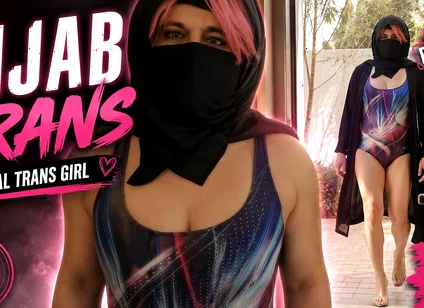 Arab Muslim Sissy Wearing Hijab Outdoors