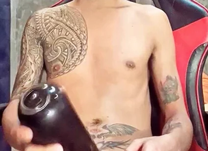 Pinoy Horny Inked Twink Playing with His Masturbator Toy