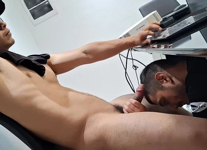 Getting a Blowjob While Working-another View.