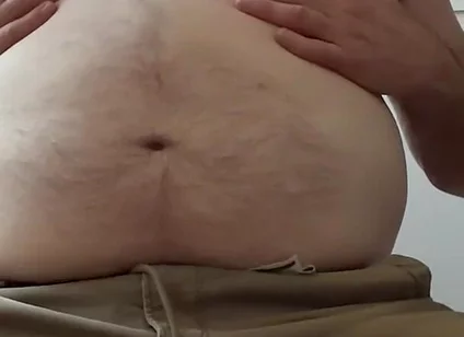 Big Bear Admires His Hairy Tummy