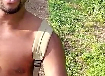 Kennie Jai Walks in the Park by the River Cumpletely Naked!