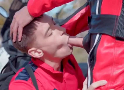 Biker cock sucking outdoor