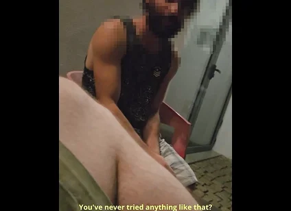 Random Straight Hairy Portuguese Guy with Big Dick Conviced to Get His First Gay Blowjob