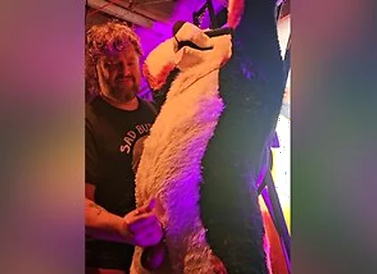 Blindfolded Canine Edged By Stepdaddy Bear Until He
