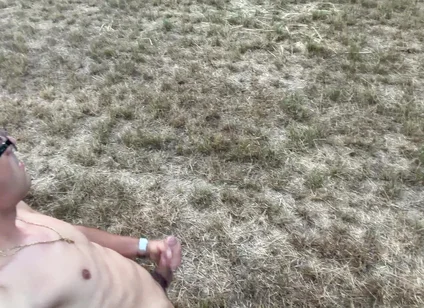 German Boy Jerks off Naked Outside and Cums