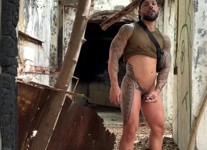 Public Jerk off and Dildo Play in Abandoned Build