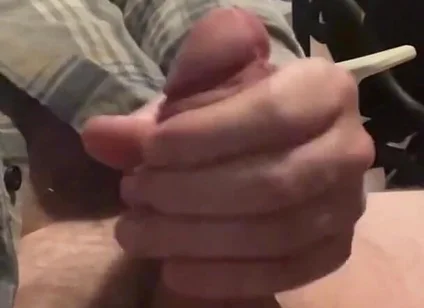 Lubing up and Stroking My Cock