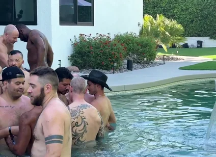 Massive Gay Hardcore Pool Orgy