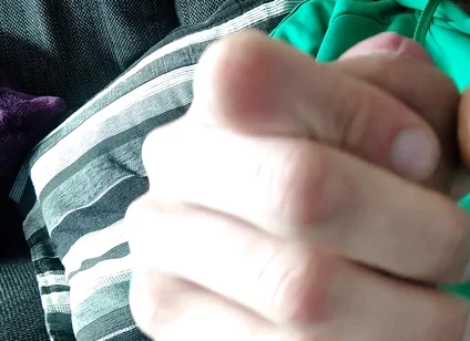 Huge Veiny Cock Is Jerked on the Couch Until He Cums, We Watch a Movie?
