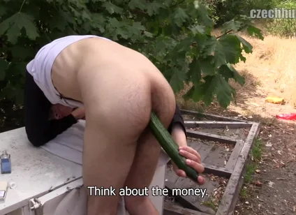 Czech Hunter Offers Broke Bartender 'ca'sh for an Outdoor Blowjob