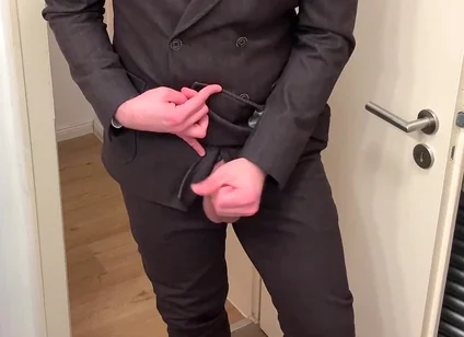 Businessman in Suit Jerks off on His Patent Leather Shoes