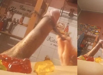 Jon Arteen Swallows Cum Candies in Nantaimori Style on His Sexy Gay Twink Body for Halloween Masturbating with Asian Chopsticks