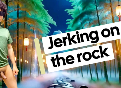 Lying in Rock Naked and Jerking off
