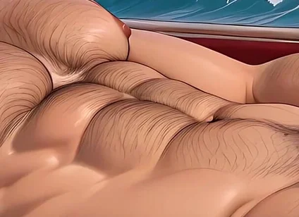 Hairy Chested Lumberjack Lying in Luxury Yacht Master Suite - 2