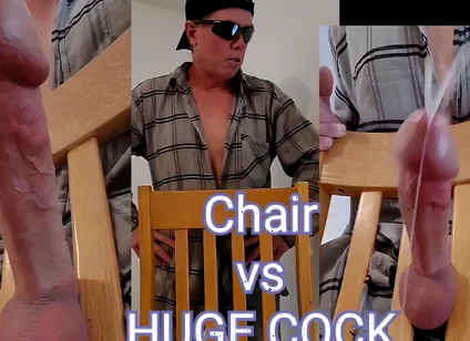 Huge Cumshot From Huge Cock Stuck in Chair