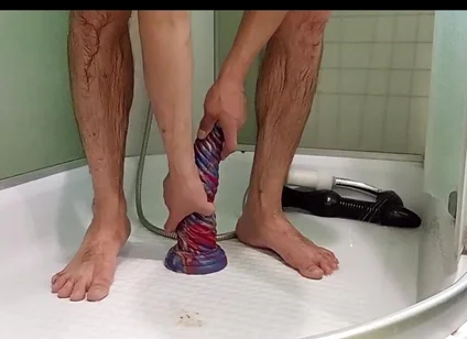 I Jump on a Big Dildo and Squirt From My Dick