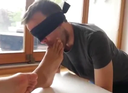 Arab master boy feet cleaner