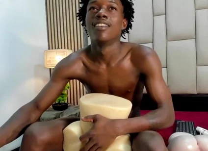 Black Twink Fucking Toy & Cumming