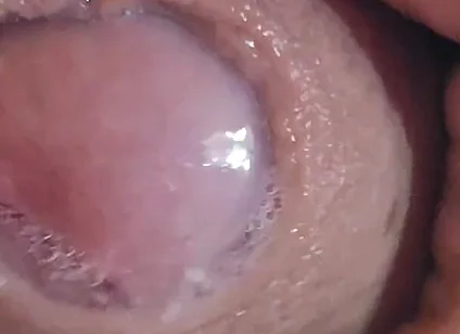 Close-up of Glans Ejaculating Intensely Before Cumming.