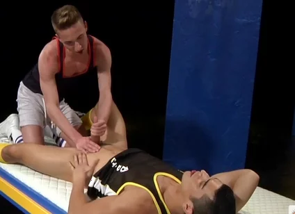 Ashtons Hand Helps With Sit-ups & Short Cocks With Lance Luciano And Ashton Webber