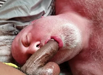 Bear Jerks off with Cum on His Feet