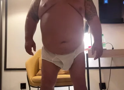Large Older Giant Gentleman Has a Huge Belly and Hands Free Orgasms