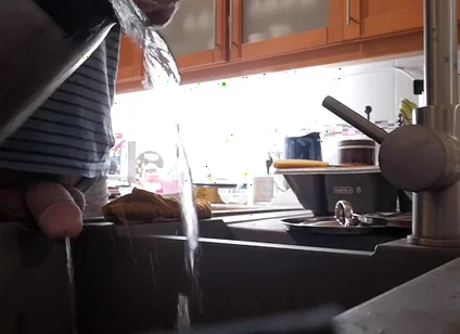 Morning Piss Into the Kitchen Sink