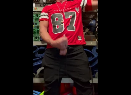 Jockdad87 Shoots a Load of Cum in His #87 Jersey