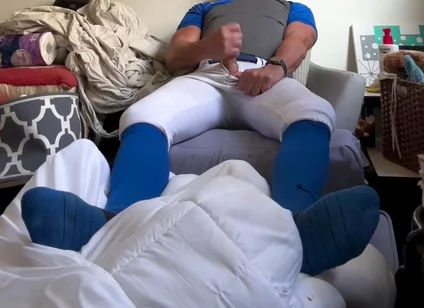 Alpha Baseball Player Jockdad87 Shoots a His Jock Cum in His Blue Gear