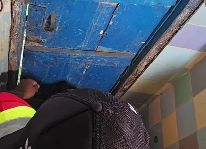 Two Construction Workers Making Out in the Company Bathroom.