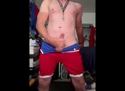 Jockdad87 Shoots a Load in His Wrestling Singlet