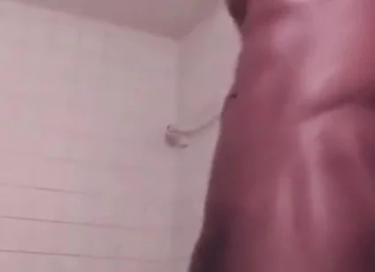 Stroking swinging my big black cock cumming hard
