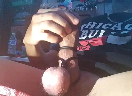 Squeezing My Balls While I Stroke My Lasso'd Cock Until Waterfall of Cum