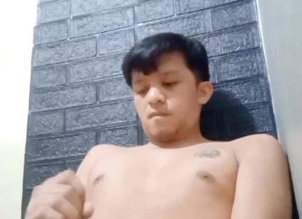 Horny Asian Twink Works His Hard Cock Until He Cums