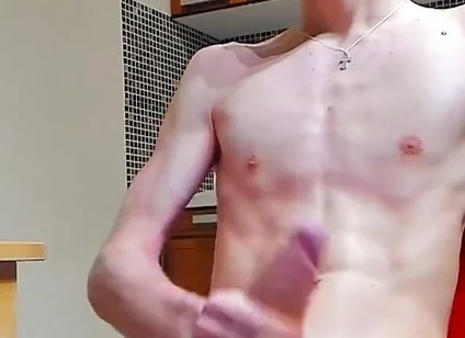 A young beautiful gay twink fucks a vibrator