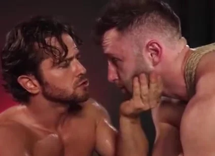 Leather master cock sucking bound boy