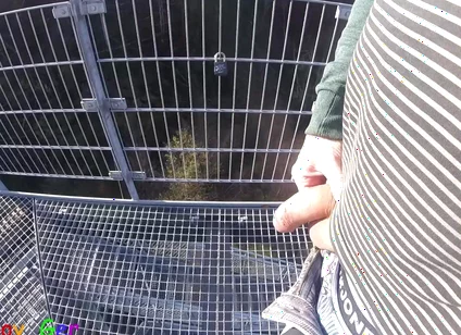 I'm Edit on My Foreskin Cock Outside on a Very Public Observation Tower by a River.