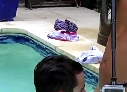 Twink fucked in the swimming pool by older for fun